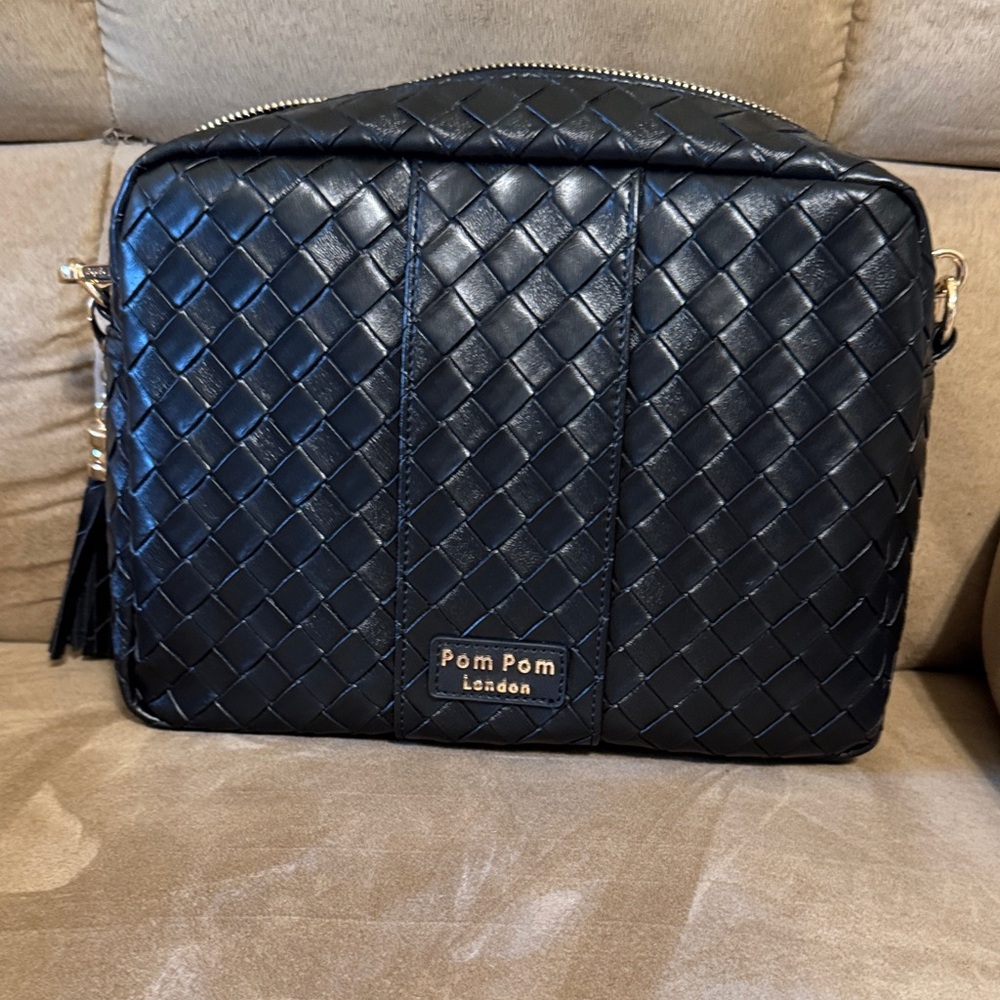 Pom Pom London Black Woven Crossbody Bag